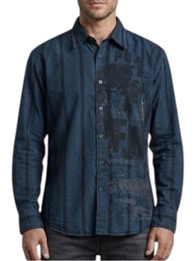 POINT ZERO INTERFACE Striped Button Down Shirt XL